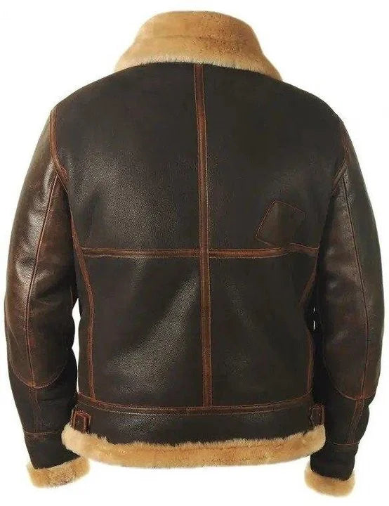 Anton | Men’s Aviator Leather Jacket with Shearling and Zippers