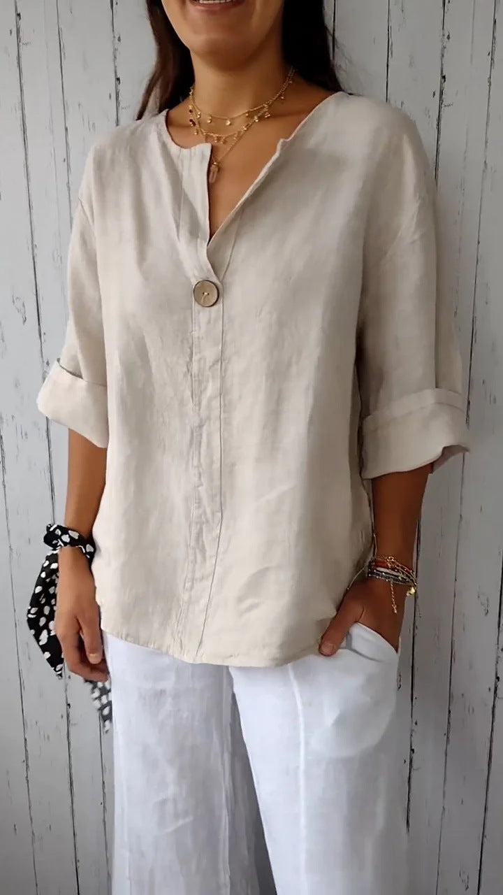 Gracey| Women’s One Button Blouse with Half Sleeves
