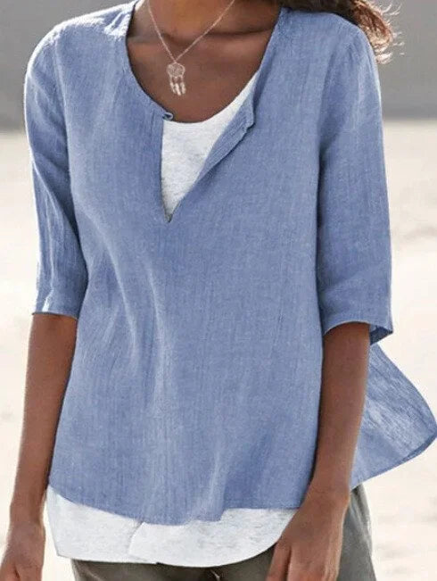 Brenda | Women's Half Sleeves Shirt with Half Open Front
