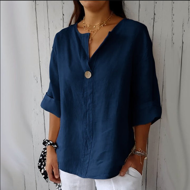 Gracey| Women’s One Button Blouse with Half Sleeves