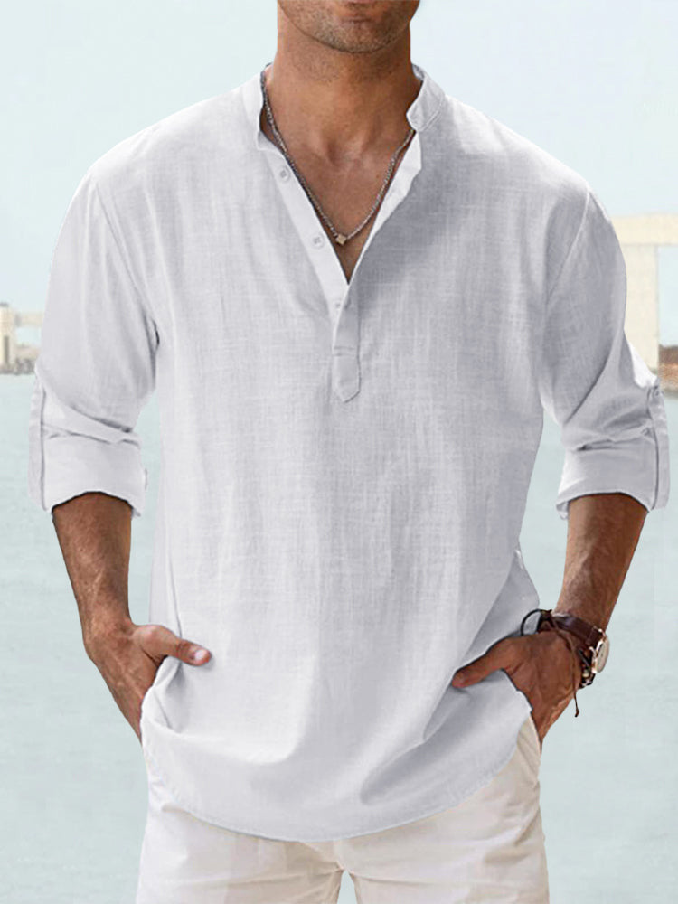 Edward | Men’s Casual Long Sleeve Shirt with Half Buttons