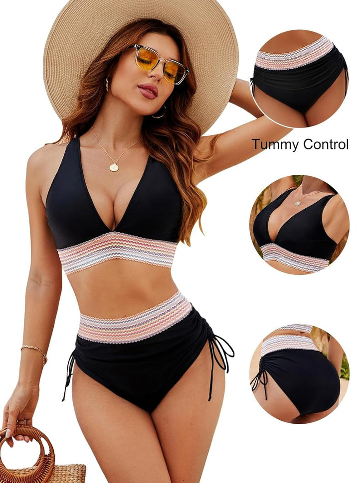 Dayana | Women’s High-Waist Bikini Set with Deep V-neck