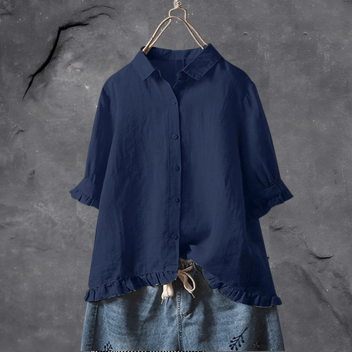 Lola | Women’s Button-Up Blouse with Ruffle Hem