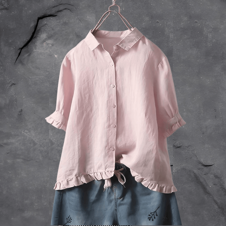 Lola | Women’s Button-Up Blouse with Ruffle Hem