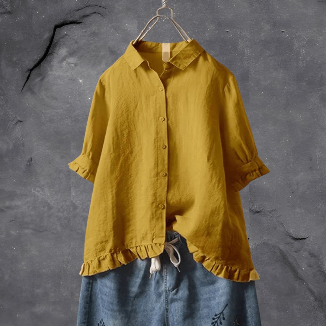 Lola | Women’s Button-Up Blouse with Ruffle Hem