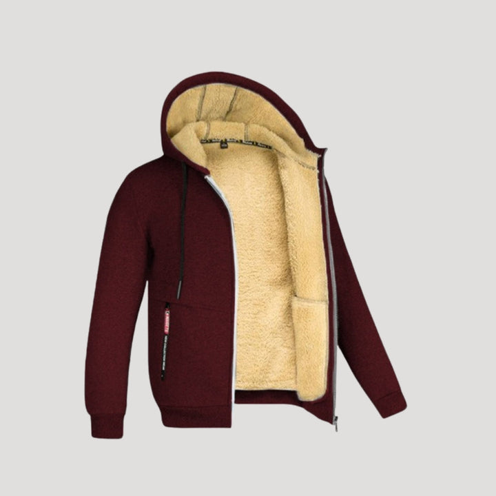 Nathan | Men's Fleece-Lined Zip-Up Hoodie with Zipper Pockets