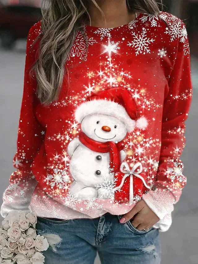 Roselle | Women’s Cozy Christmas Print Sweater with Crewneck