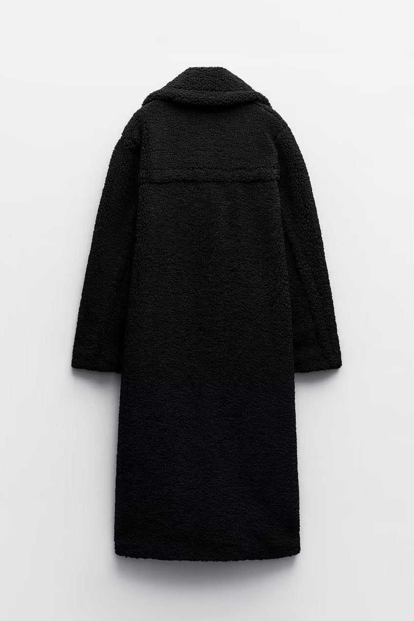 Tessara | Women's Long Teddy Fleece Coat with Double Breasted