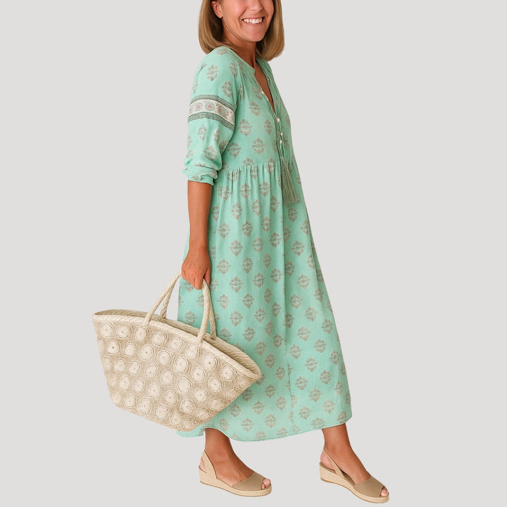 Alina | Women’s Boho Style Midi Dress with V-neck and Pockets