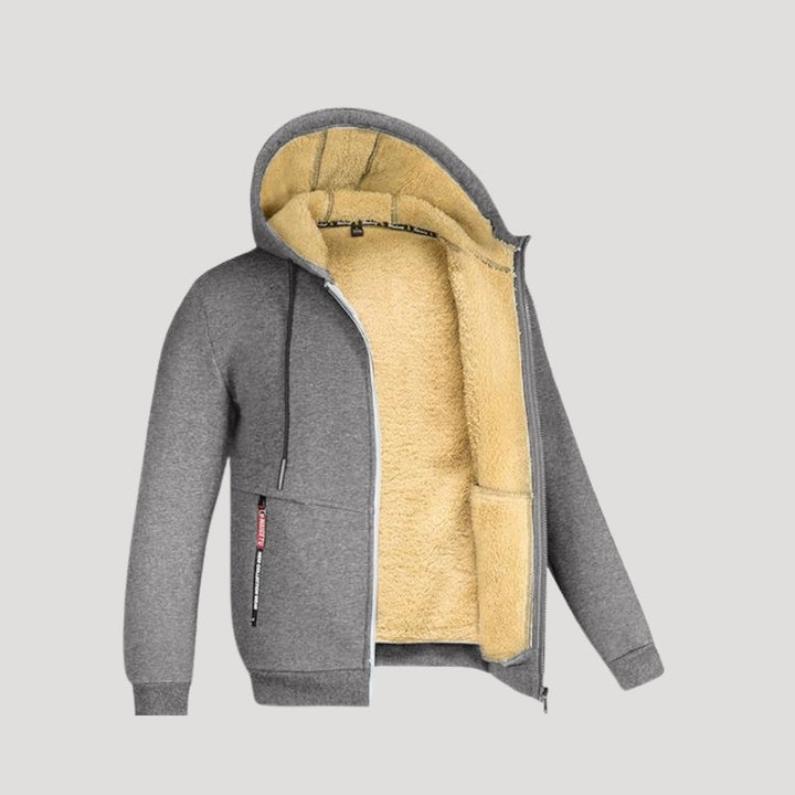 Nathan | Men's Fleece-Lined Zip-Up Hoodie with Zipper Pockets