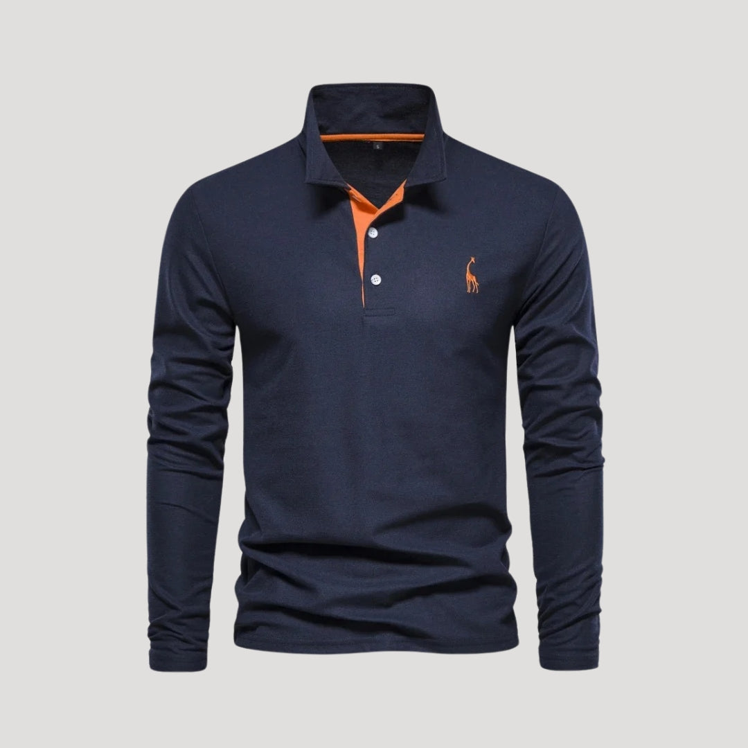 Marvin | Men’s Classic Long-Sleeve Polo Shirt with Embroidered