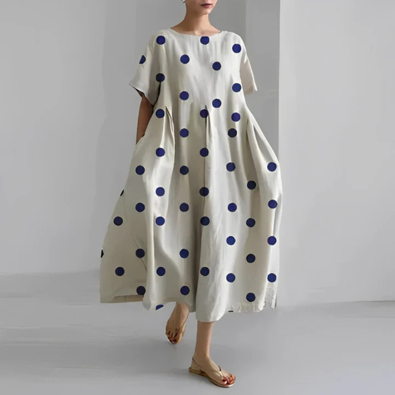 Briella | Women’s Oversize Flora Midi Dress with Short Sleeve