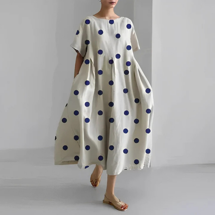 Briella | Women’s Oversize Flora Midi Dress with Short Sleeve