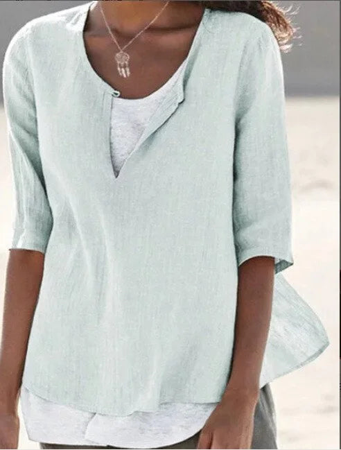 Brenda | Women's Half Sleeves Shirt with Half Open Front