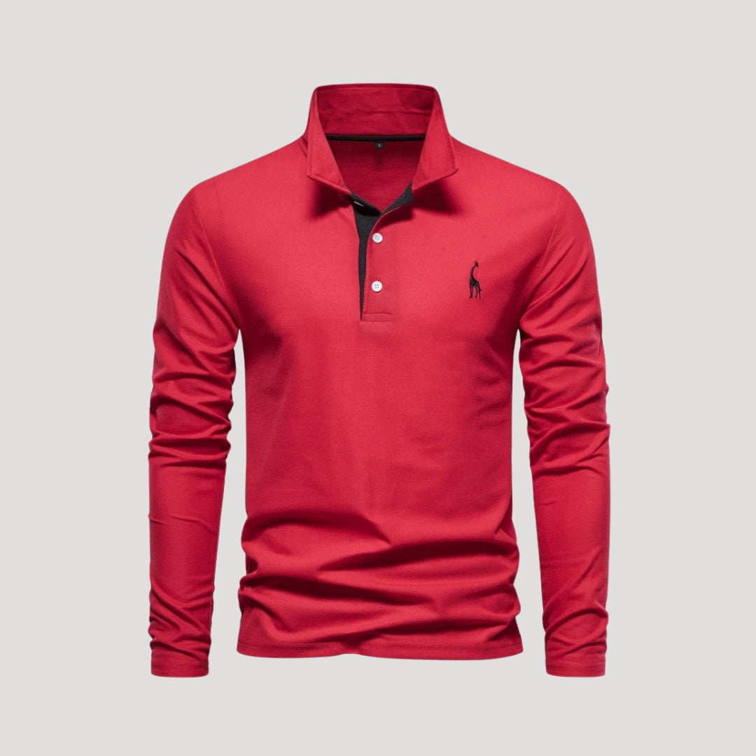 Marvin | Men’s Classic Long-Sleeve Polo Shirt with Embroidered