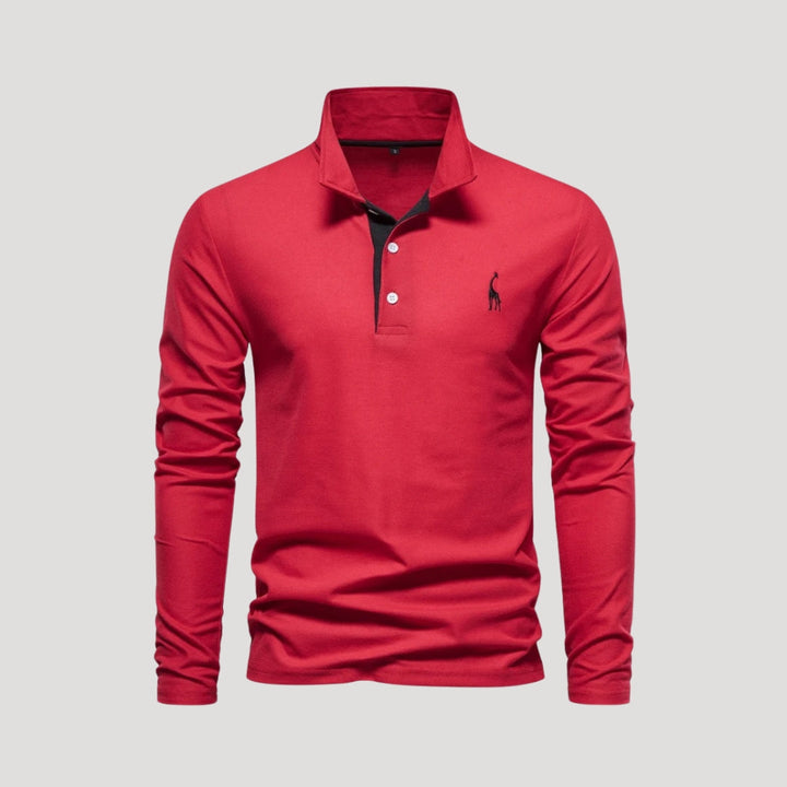 Marvin | Men’s Classic Long-Sleeve Polo Shirt with Embroidered