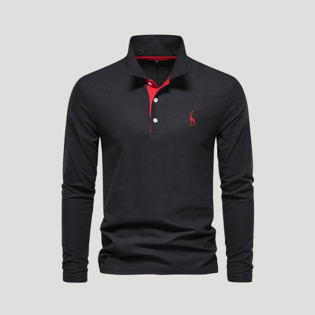 Marvin | Men’s Classic Long-Sleeve Polo Shirt with Embroidered