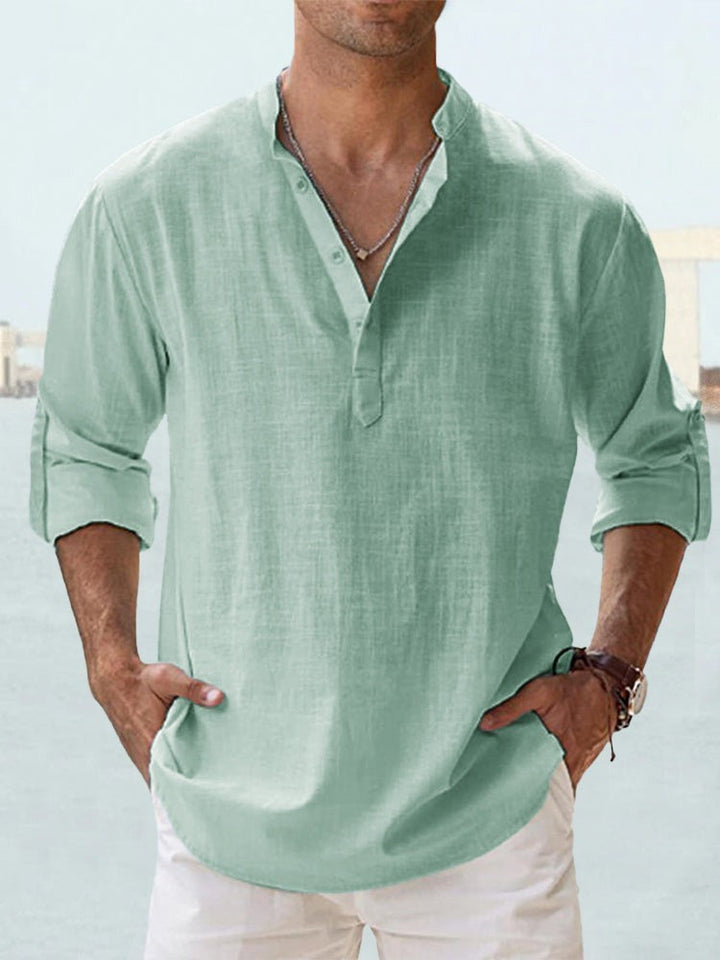 Edward | Men’s Casual Long Sleeve Shirt with Half Buttons