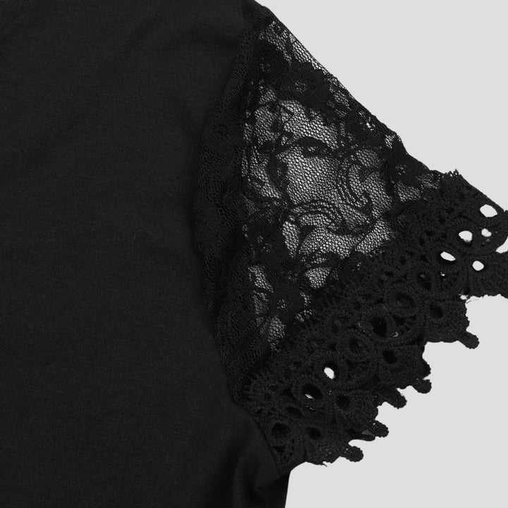 Lucinda | Women's Lace Sleeve Midi Dress with Scallop Hem