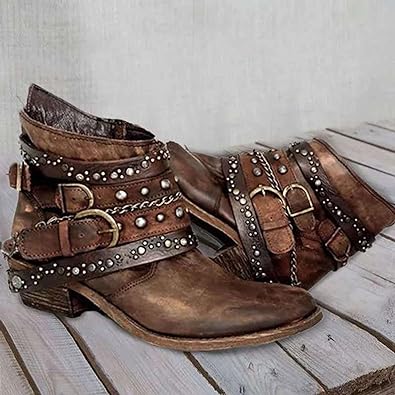 Elowyn | Women’s Vintage Studded Strap Ankle Boots