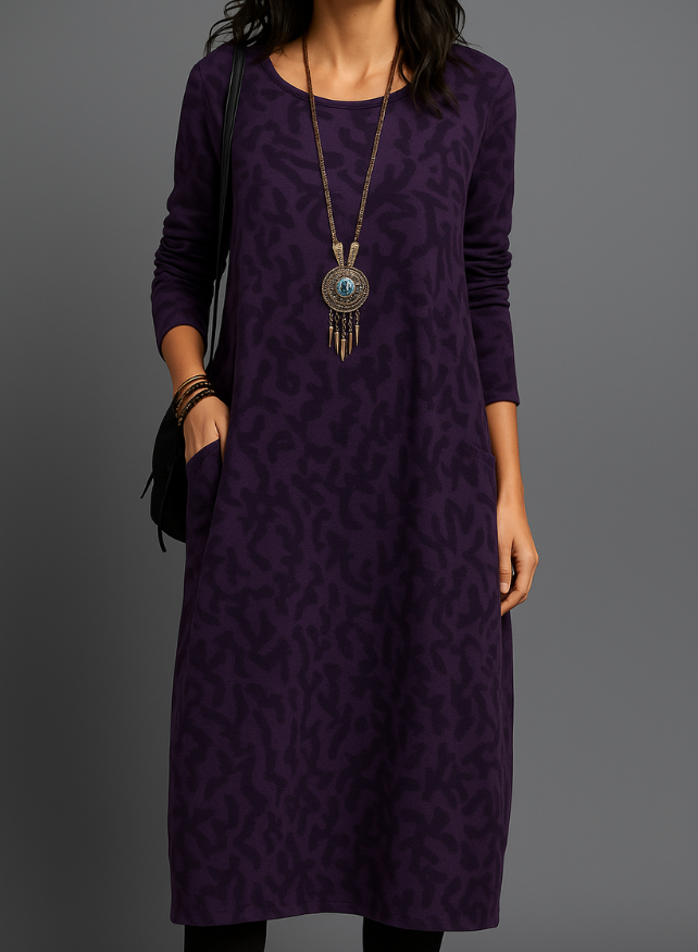 Danielle | Women’s Jacquard Winter Dress with Pockets