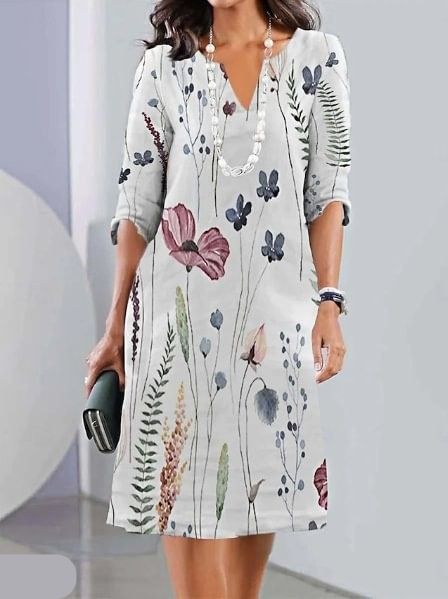 Melrose | Women's Classic Half Sleeves Midi Floral Dress
