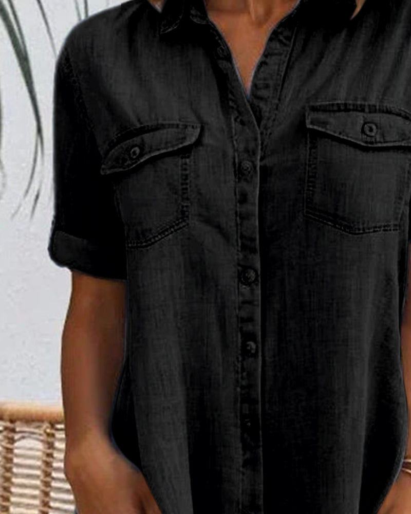 Arlisse | Women's Loose Denim Midi Dress with Button-Up