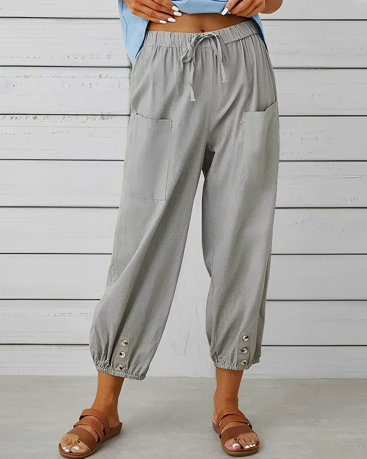 Nyra | Women’s High-Waisted Jogger Pants Pockets and Buttons