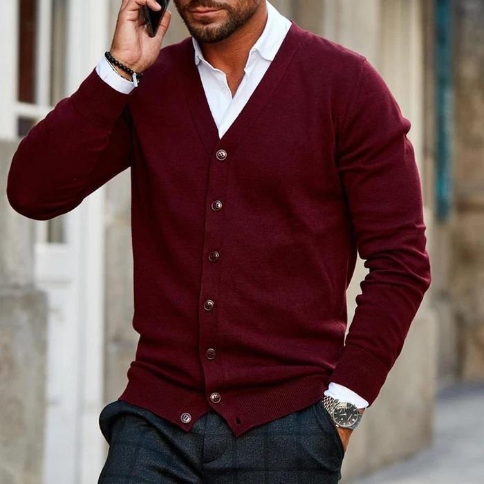 Brian | Men’s Casual Cardigan with V-neck and Buttons