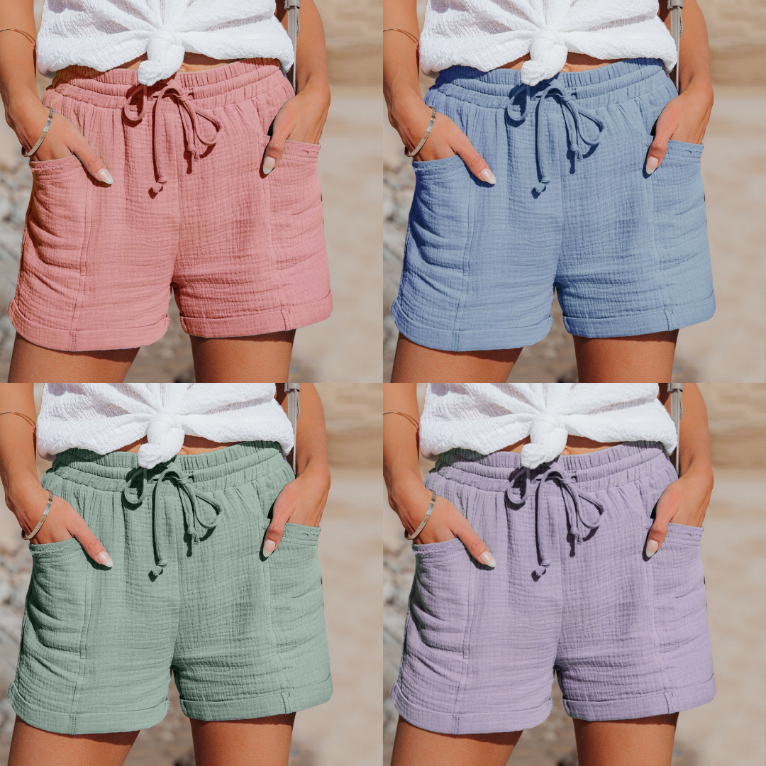 Malia | Women’s Casual Linen Summer Shorts with Drawstring