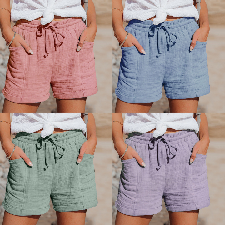 Malia | Women’s Casual Linen Summer Shorts with Drawstring