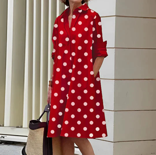 Celine | Women’s Casual Shirt Dress with Folded Sleeve