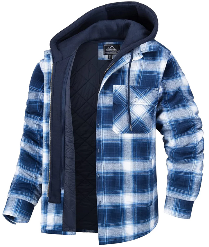 Branor | Men's Plaid Hooded Jacket with Zipper