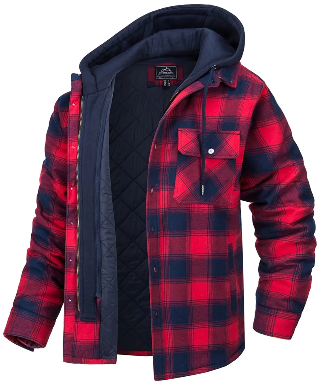 Branor | Men's Plaid Hooded Jacket with Zipper