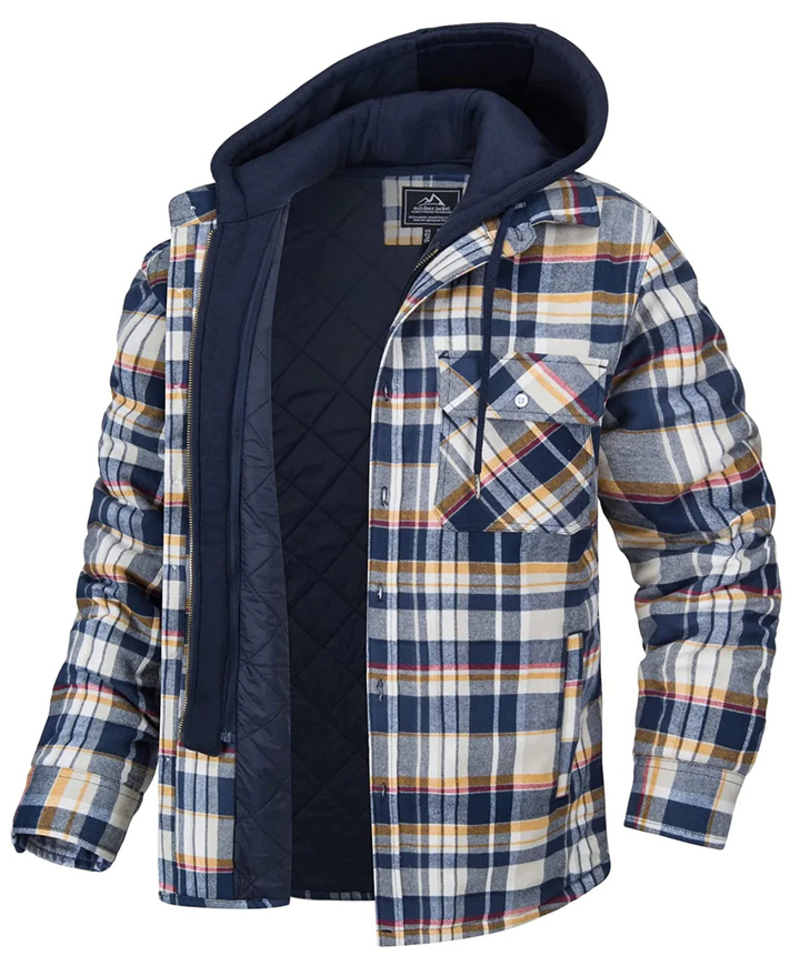 Branor | Men's Plaid Hooded Jacket with Zipper