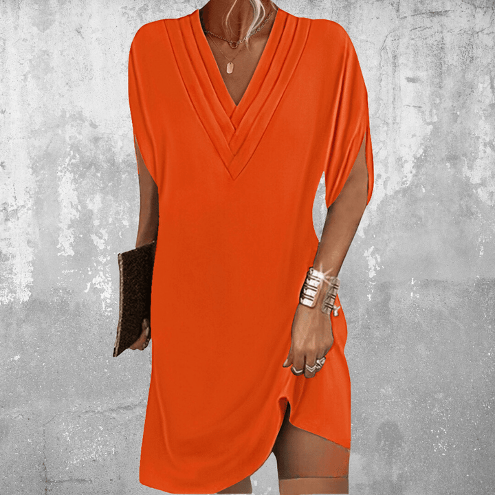 Lunelle | Women's V-neck Mini Dress with Short Sleeve