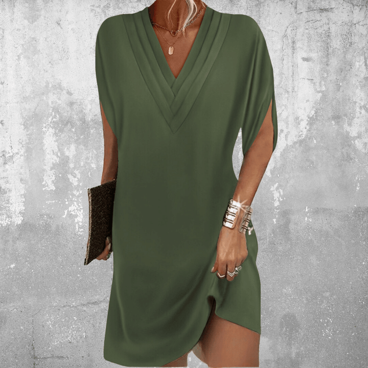 Lunelle | Women's V-neck Mini Dress with Short Sleeve