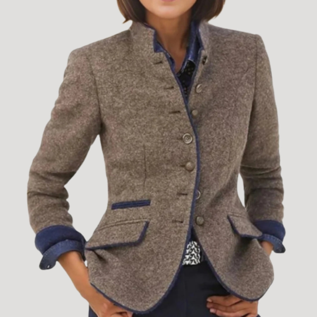 Harper | Women’s Fitted Blazer with Stand Collar and Buttons