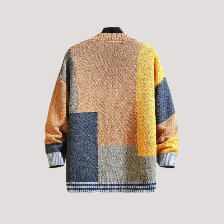 Geoara | Women’s Geometric Pattern Knit Cardigan with Buttons
