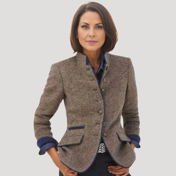 Harper | Women’s Fitted Blazer with Stand Collar and Buttons