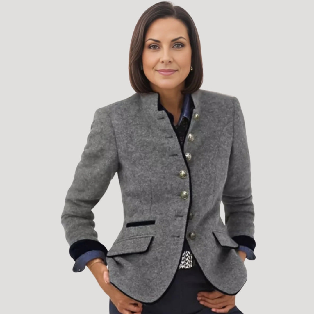 Harper | Women’s Fitted Blazer with Stand Collar and Buttons