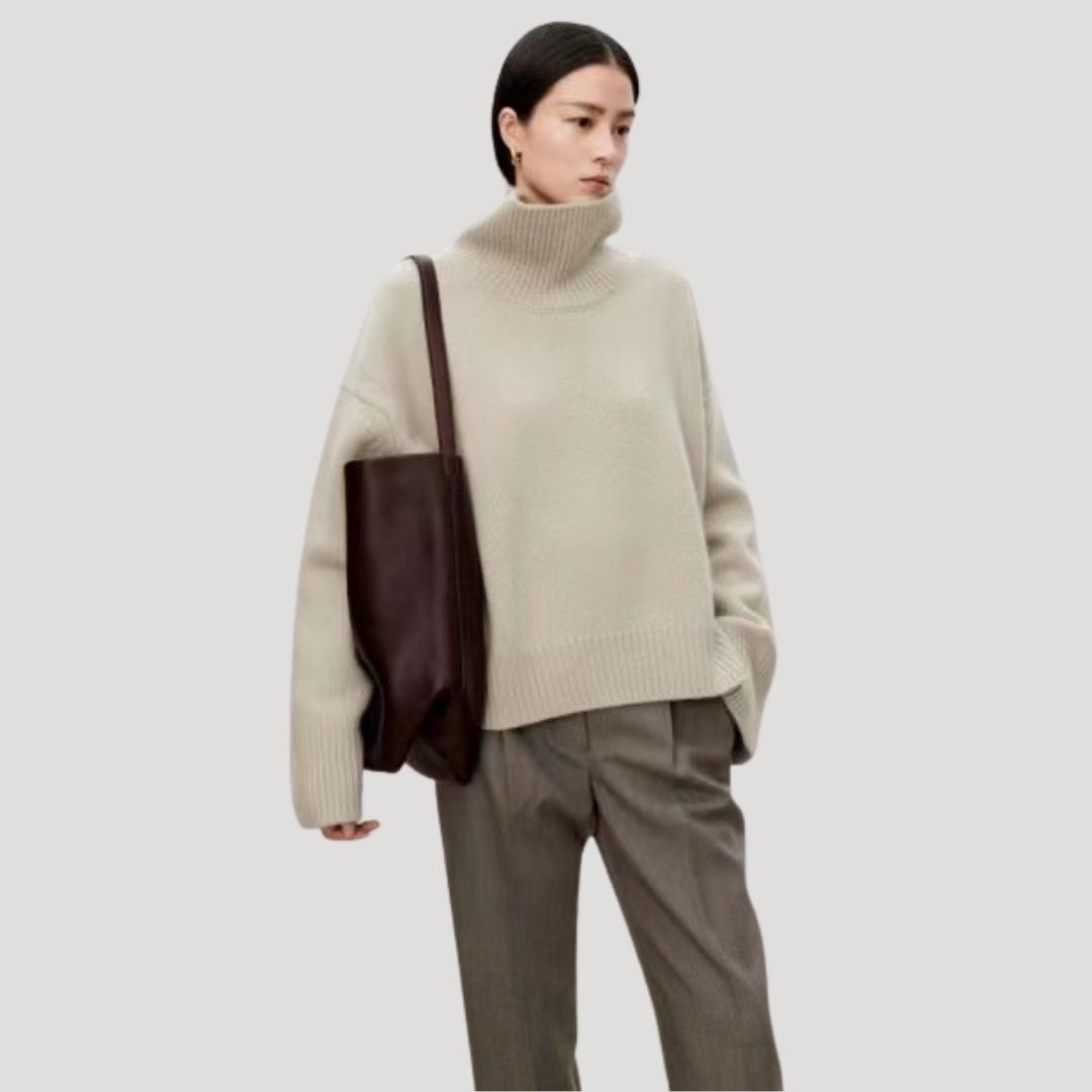 Marie | Women’s Oversized Wool Knit Sweater with High-Neck