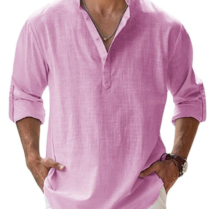 Edward | Men’s Casual Long Sleeve Shirt with Half Buttons