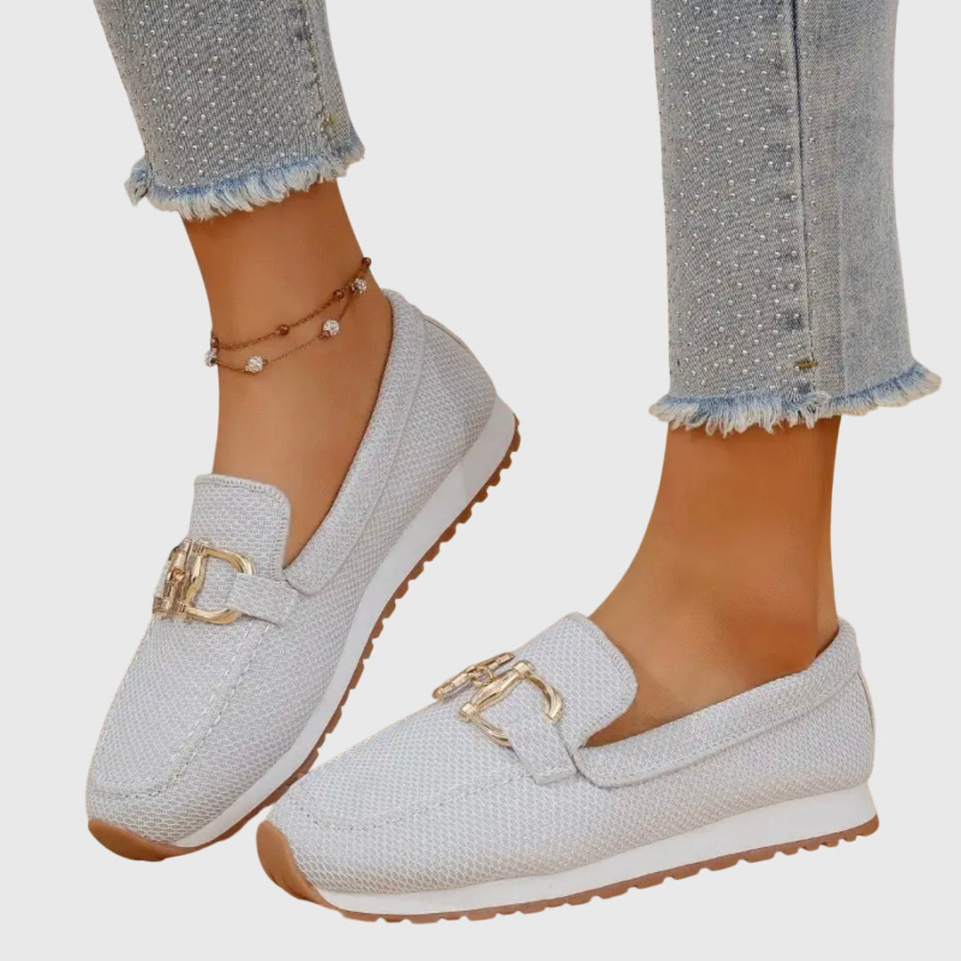Emsley | Women's Knit Slip On Loafers with Gold Hardware