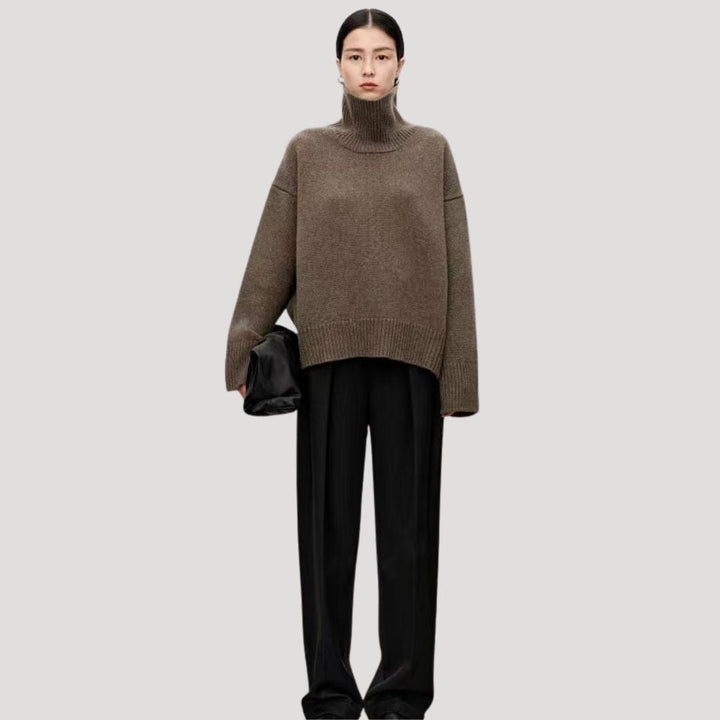 Marie | Women’s Oversized Wool Knit Sweater with High-Neck