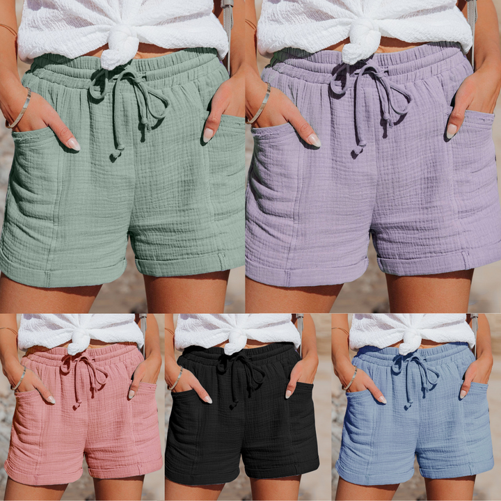 Malia | Women’s Casual Linen Summer Shorts with Drawstring