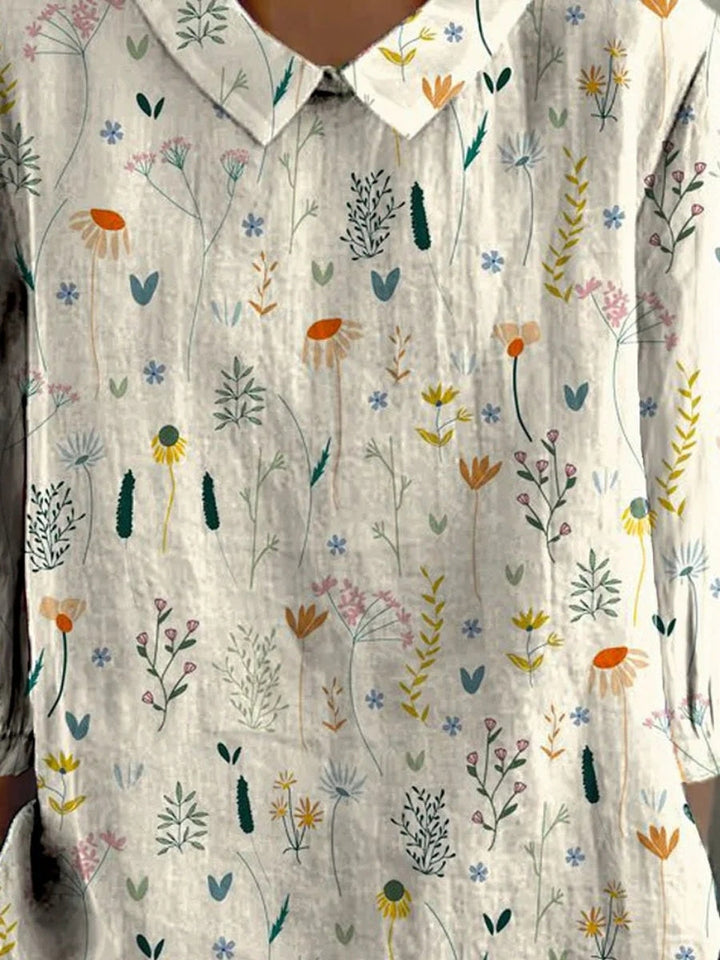 Rae | Women's Short Sleeve Blouse with Floral Print and Collar