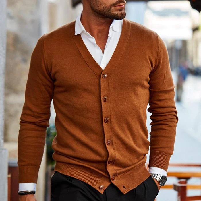 Julian | Men’s Casual V-neck Cardigan with Pockets and Ribbed Cuff