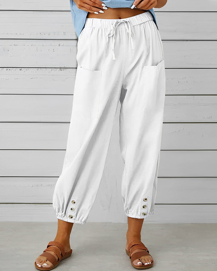 Nyra | Women’s High-Waisted Jogger Pants Pockets and Buttons
