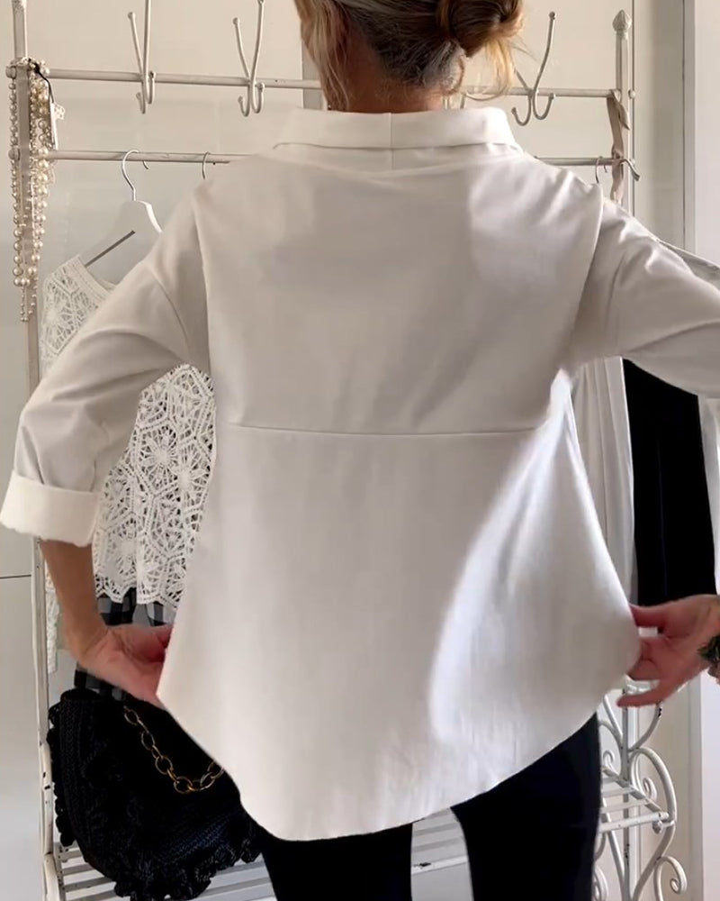 Sophia | Women’s Blouse with Boat Neck and Folded Sleeves